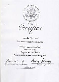 US State Department Certificate 2000